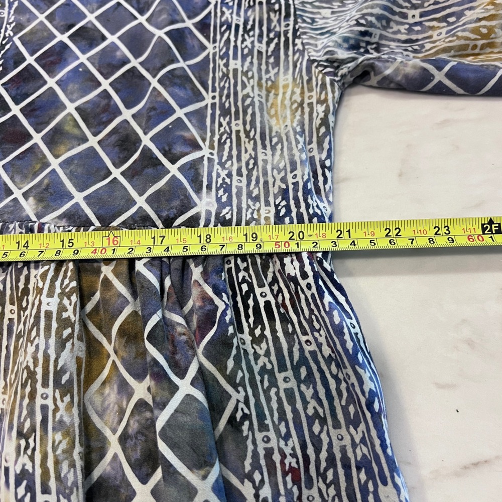 Laise Adzer Vintage Batik Lattice Print Babydoll Dress Blue Purple One Size READ - Picture 9 of 12